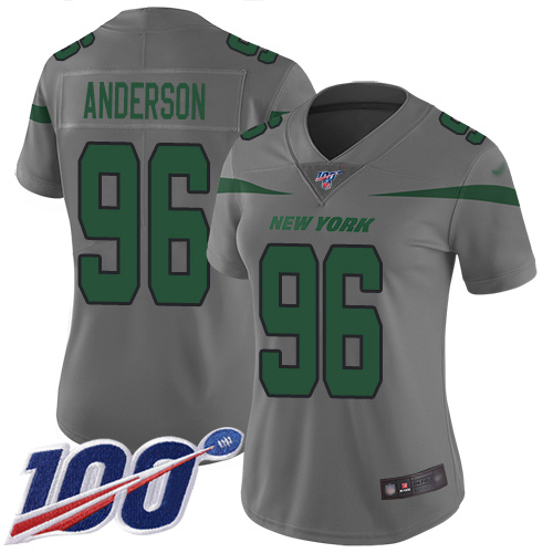 New York Jets Limited Gray Women Henry Anderson Jersey NFL Football #96 100th Season Inverted Legend->women nfl jersey->Women Jersey